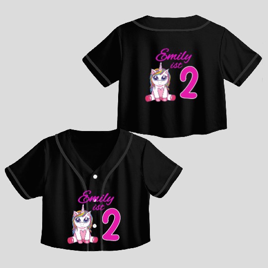 Children's Birthday Party 2 Years Girl Name Emily Crop Top Baseball Jerseys