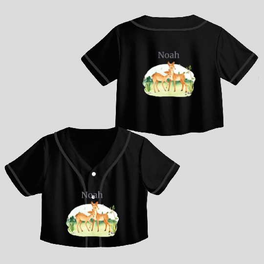 Waldtier Reh Flowers Name Noah Crop Top Baseball Jerseys