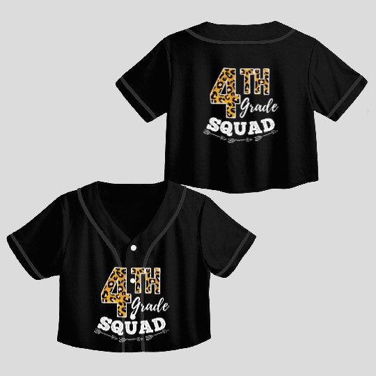 4th Grade Squad Leopard 4th Grade Teacher Crop Top Baseball Jerseys