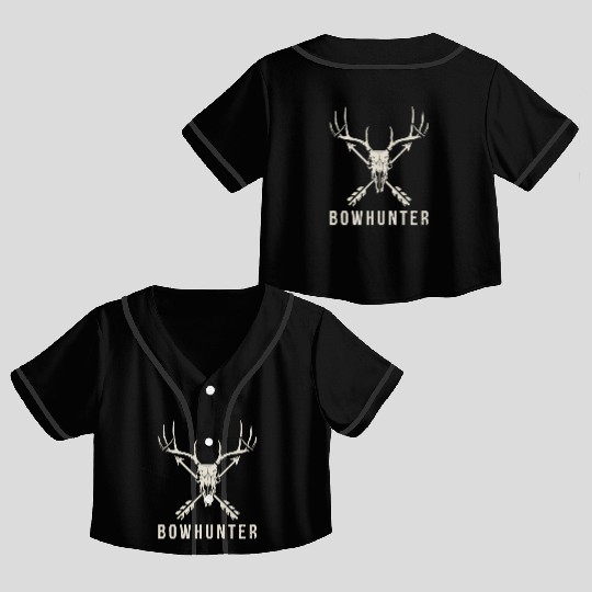Bowhunter Deer Skull Minimalist Bowhunting Gift Crop Top Baseball Jerseys