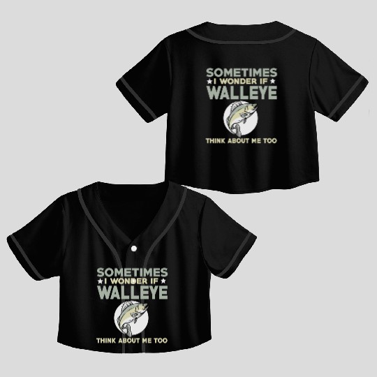 Funny Walleye Fishing Lover Crop Top Baseball Jerseys