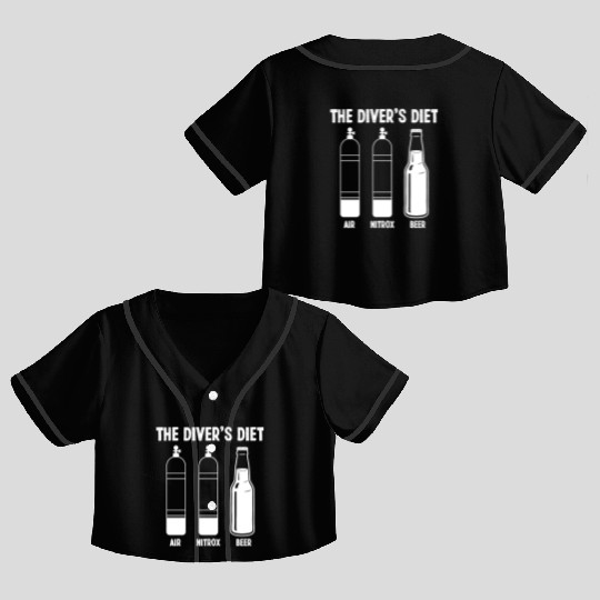 Scuba Diving The Divers Diet Snorkeling Diver Crop Top Baseball Jerseys