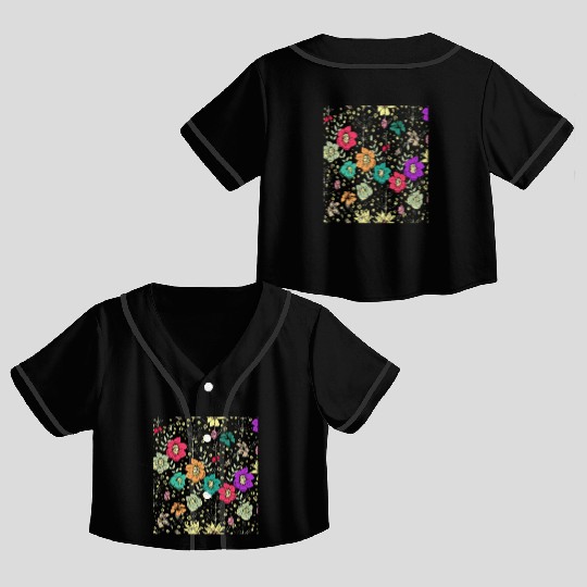 Flowers Women Floral Colorful Wildflower Crop Top Baseball Jerseys