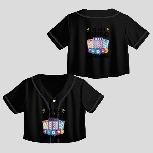 Bingo Card Game Grandma Bingo Player Bingo Cards Crop Top Baseball Jerseys
