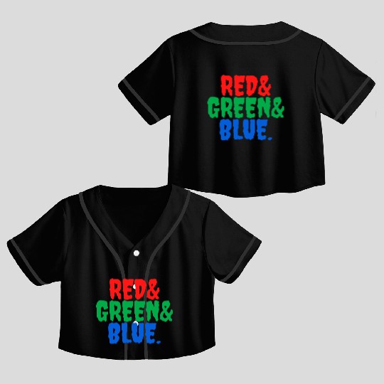Red & Green & Blue / Red Green Blue / RGB Crop Top Baseball Jerseys