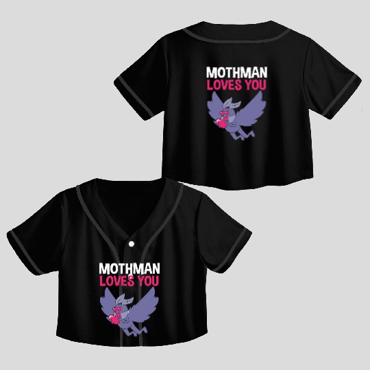 Mothman Loves You Valentines Day Cryptid For Women Crop Top Baseball Jerseys