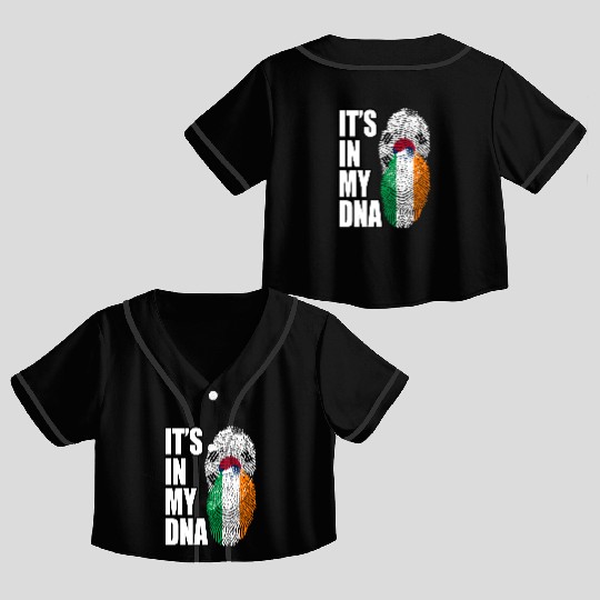 South Korean And Irish Mix Heritage DNA Flag Crop Top Baseball Jerseys