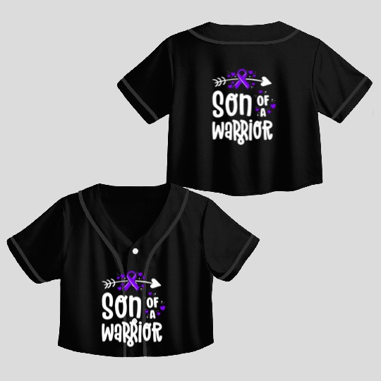 Son Of A Warrior Hodgkins Lymphoma Cancer Crop Top Baseball Jerseys
