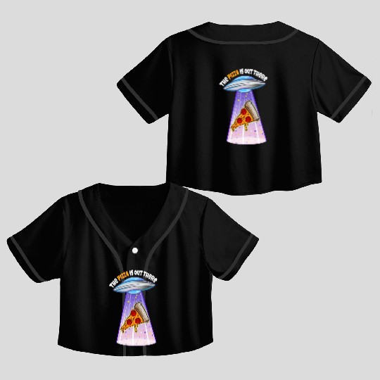 Funny Pizza UFO Alien Abduction Crop Top Baseball Jerseys