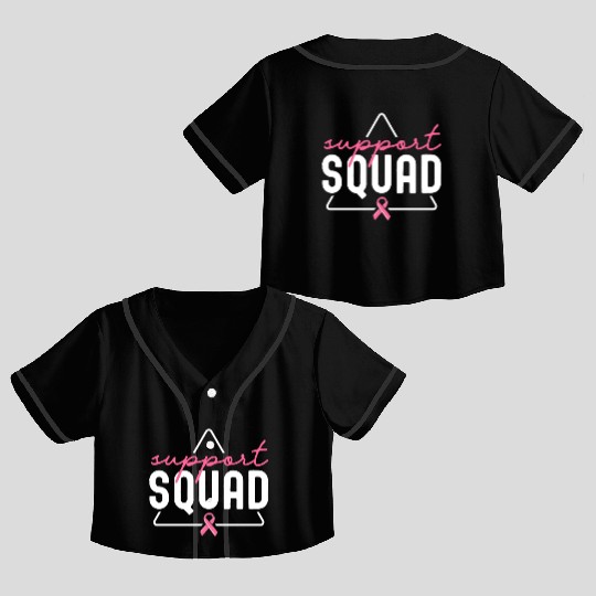 Breast Cancer Support Squad Matching Family Crop Top Baseball Jerseys