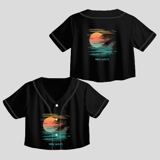 Artistic Key West Florida Palm Tree Vacation Crop Top Baseball Jerseys