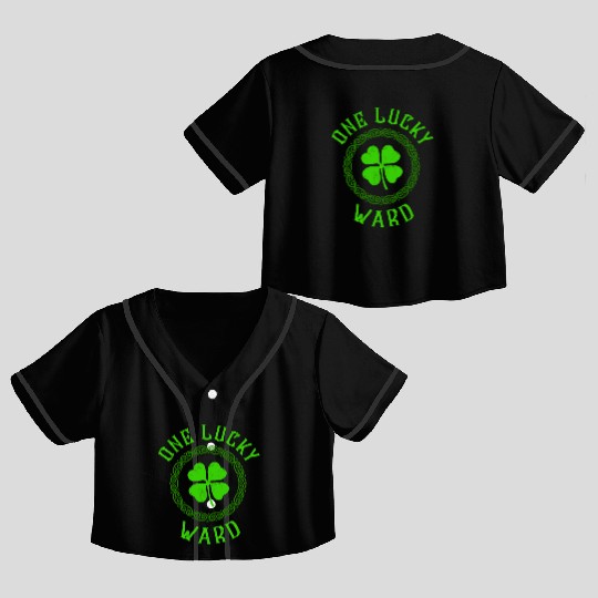 One Lucky Ward Irish Family Four Leaf Clover Crop Top Baseball Jerseys