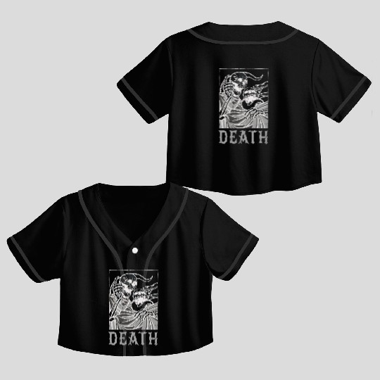 Skeleton Bones Tarot Card Occult Death Gothic Crop Top Baseball Jerseys