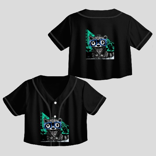 Raccoon #3 Mary Jane Bookworm Crop Top Baseball Jerseys