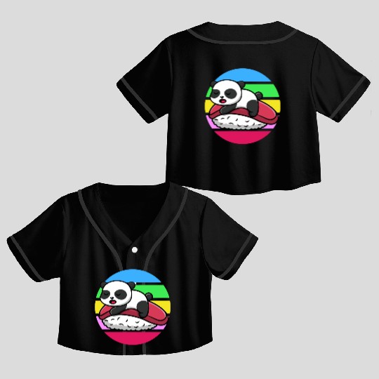 Panda Sleeps On Sushi Crop Top Baseball Jerseys