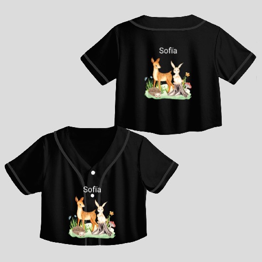 Animal deer rabbit hedgehog Sofia Crop Top Baseball Jerseys