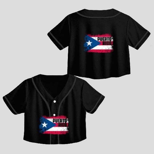 Puerto Rico Flag Crop Top Baseball Jerseys
