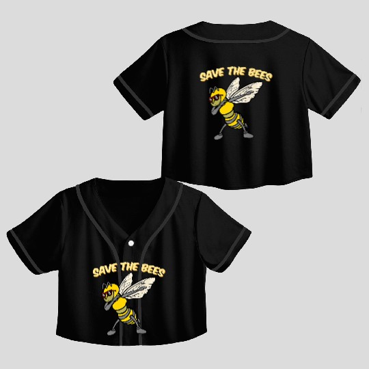 Save The Bees Crop Top Baseball Jerseys Dabbing Bumblebee Bee Earth Pl