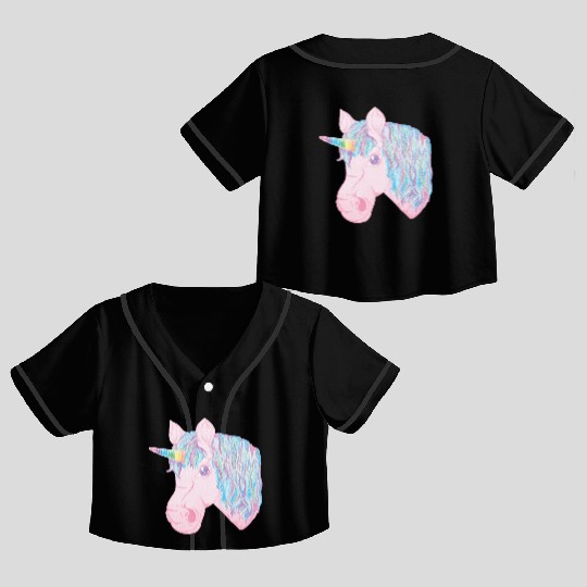 kawaii rainbow unicorn Crop Top Baseball Jerseys