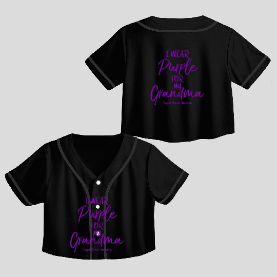 I Wear Purple for My Grandma Crop Top Baseball Jerseys for Grandkids P
