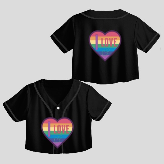 colorful heart rainbow unisex love for everyone Crop Top Baseball Jerseys