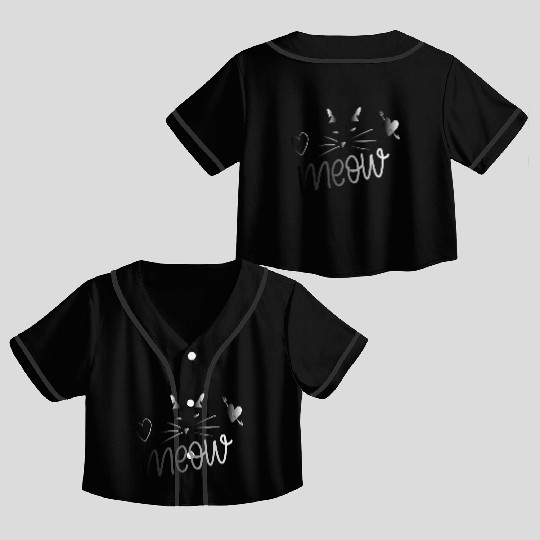 cute cat meow Crop Top Baseball Jerseys