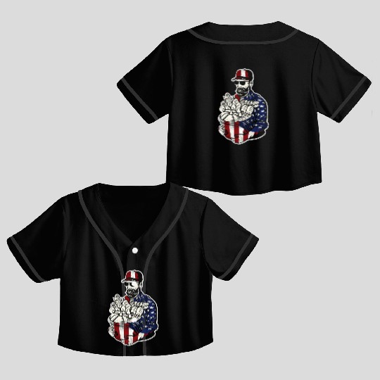 Farming Farmer American Flag Us Crop Top Baseball Jerseys