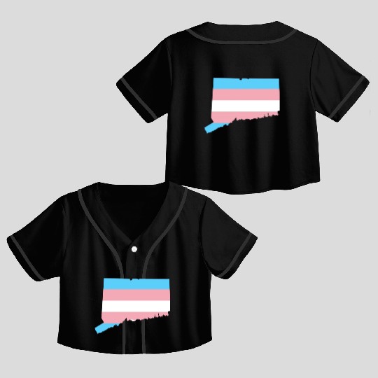Trans Flag Connecticut LGBT Pride Support Crop Top Baseball Jerseys