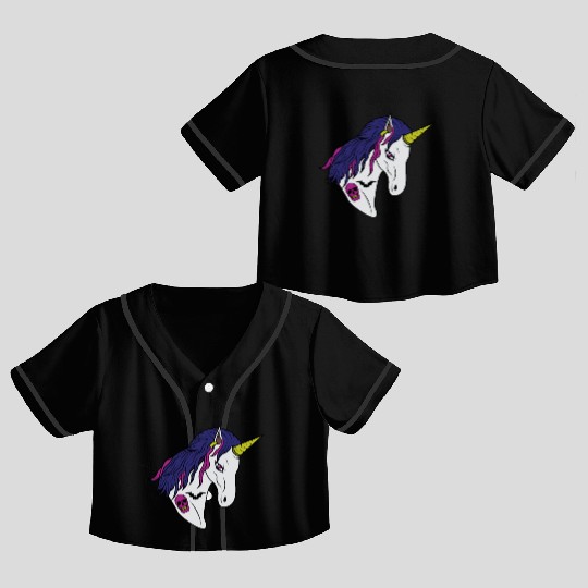 Goth Unicorn Zombie Gothic Occult Halloween Crop Top Baseball Jerseys