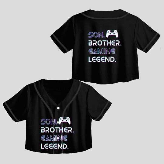 Son Brother Gaming Legend Boy Gamer Gift Crop Top Baseball Jerseys