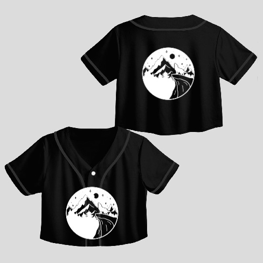 Wolf on the Mountain Crop Top Baseball Jerseys