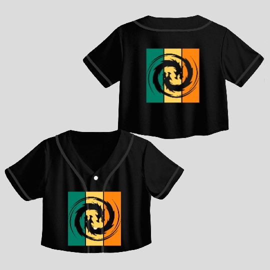 Dragon Ying Yang Crop Top Baseball Jerseys