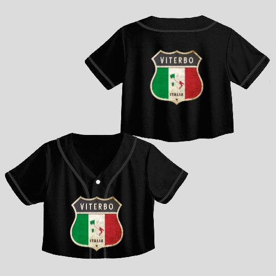 Viterbo Italy coat of arms flags design Crop Top Baseball Jerseys
