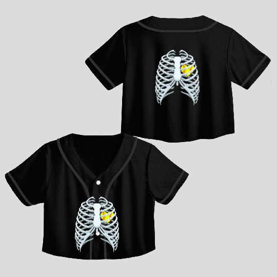 Funny Softbal Heart Skeleton Rib Cage Halloween Crop Top Baseball Jerseys