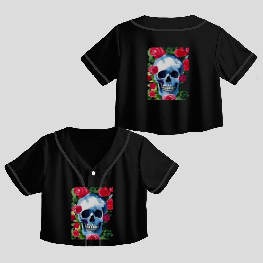 Skull and Roses - Garden Of Roses Crop Top Baseball Jerseys