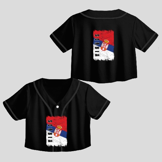 Serbia vintage flag Crop Top Baseball Jerseys