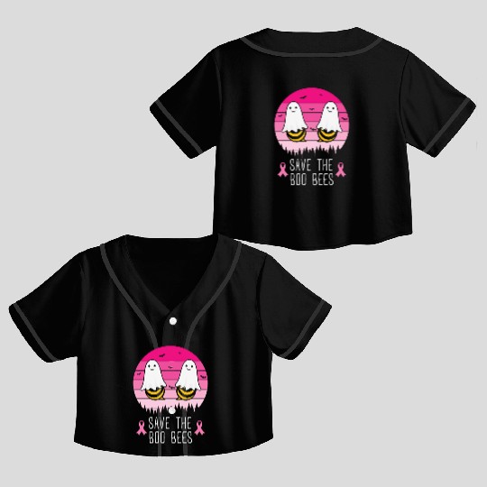 Save the Boo Bees Breast Cancer Awareness Crop Top Baseball Jerseys