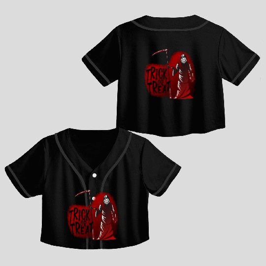 Grim Reaper Trick or Treat Crop Top Baseball Jerseys