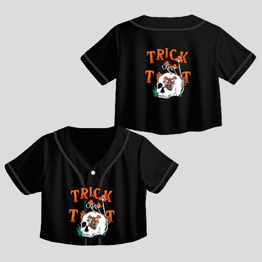 Trick or Treat People With Kindness Skeleton Hallo Crop Top Baseball Jerseys