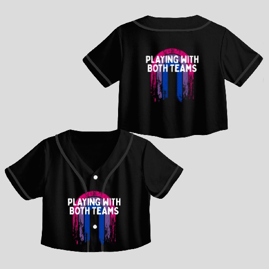 Playing with Both Teams Bisexual LGBTQ Bi Pride Crop Top Baseball Jerseys