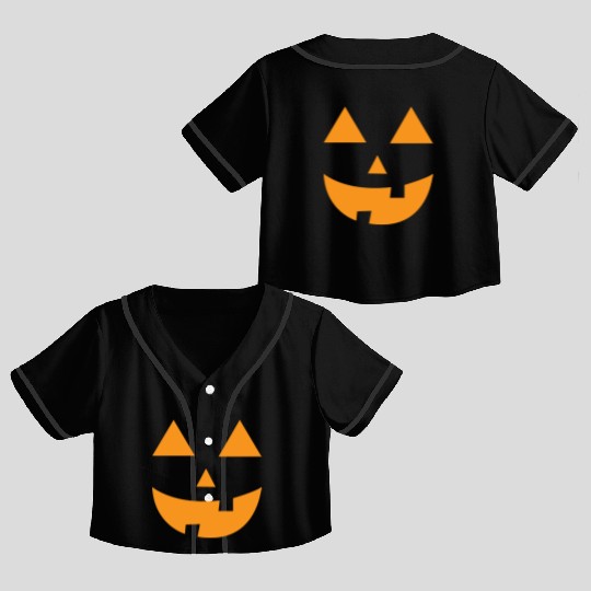 Pumpkin Halloween Jack O Lantern Pumpkins Crop Top Baseball Jerseys