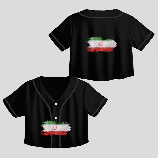 Iran - national flag, brush effect Crop Top Baseball Jerseys