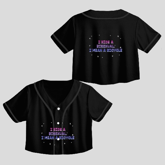 I Ride a Bisexual Bicycle Pun Bi Pride Joke LGBTQ Crop Top Baseball Jerseys