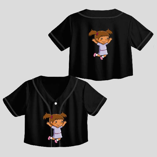 Girl jumps school enrollment joy kindergarten Crop Top Baseball Jerseys