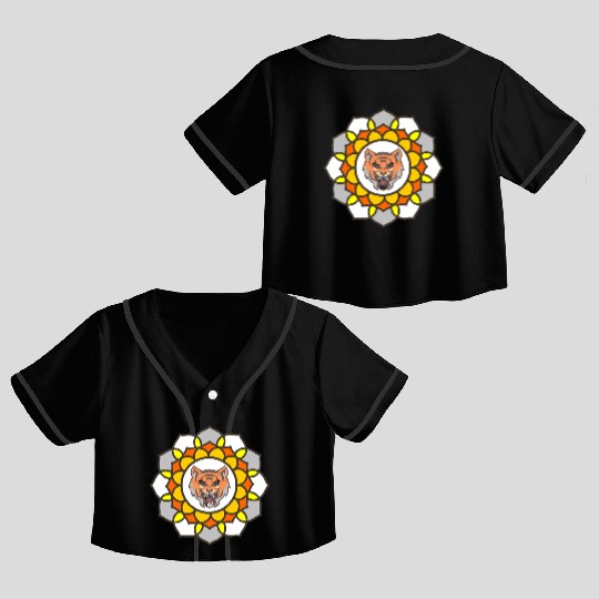 mandala tiger halloween Crop Top Baseball Jerseys graphic