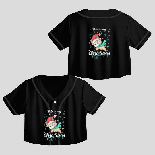Winter Christmas Pyjama Reindeer Crop Top Baseball Jerseys
