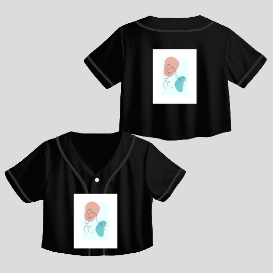 beige minimalist woman line art Crop Top Baseball Jerseys