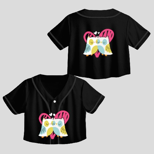 Owl Valentines Day Hearts Day Cupid Bird Lover Crop Top Baseball Jerseys