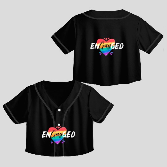 Engayged Rainbow Pride Month LGBTQ Gay Pride Crop Top Baseball Jerseys