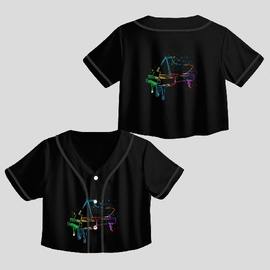 Piano, Pianist Crop Top Baseball Jerseys
